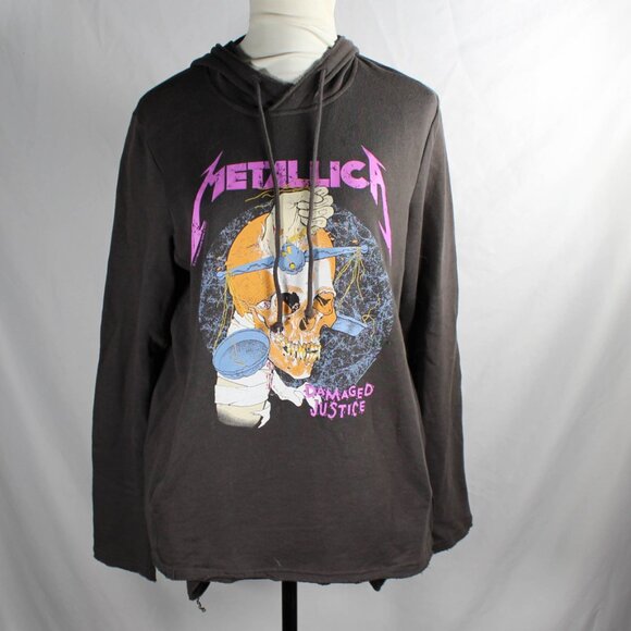 Rare Metallica Damaged Justice Hoodie Women's Medium Dark Gray Limited Edition - Picture 1 of 11
